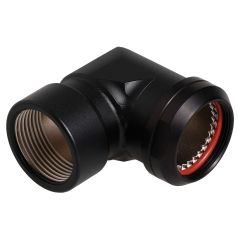 Front view of EMCA 90 Degree M Thread Adaptor in Black Hybrid finish (Part Number: A37-444-4J23KN)