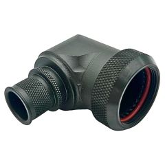 Front view of EMCA Electro-Mechanic A37-525 90 Degree Screened Adaptor in Olive Drab Zinc Cobalt finish