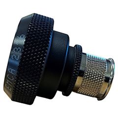 Side view of EMCA Straight Screened Adaptor in Black Hybrid finish (Part Number: A37-526-2J05KN)