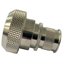 Side view of EMCA Straight Screened Adaptor in Stainless Steel Passivated finish (Part Number: A37-796-3109)