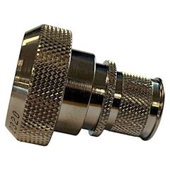 Side view of EMCA Straight Screened Adaptor in Electroless Nickel finish (Part Number: A37-796-1504)
