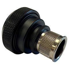 Rear view of EMCA Straight Screened Adaptor in Black Hybrid finish (Part Number: A37-796-1J04)