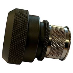 Side view of EMCA Straight Screened Adaptor in Olive Drab Hybrid finish (Part Number: A37-796-2U06)