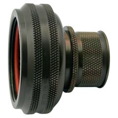 Side view of EMCA Straight (RFI/EMI) Screened Adaptor in Olive Drab Cadmium finish (Part Number: A77-334-8612)