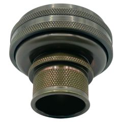 Top view of EMCA Straight (RFI/EMI) Screened Adaptor in Olive Drab Cadmium finish (Part Number: A77-334-8612)
