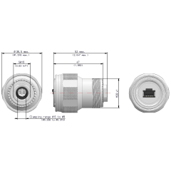 Dimensions of EMCA Connector Solutions RJ45 CAT6A Plug Connector in Black Zinc Nickel finish (Part Number: X1-9878-19-2 N)