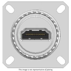 Front view of EMCA Connector Solutions X3-9828 HDMI Square Flange Receptacle Feedthrough