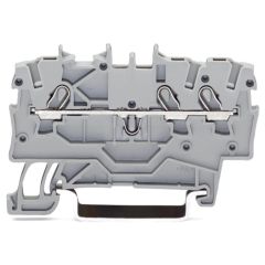Front view of WAGO TOPJOB®S 2000 Series Rail Mounted 3 Conductor Through Terminal Block, Black (Part Number: 2000-1305)