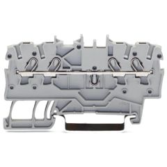 Front view of WAGO TOPJOB®S 2000 Series Rail Mounted 4 Conductor Through Terminal Block, Yellow (Part Number: 2000-1406)