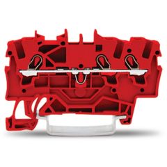 Front view of WAGO TOPJOB®S 2001 Series Rail Mounted 3 Conductor Through Terminal Block, Red (Part Number: 2001-1303)