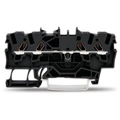 Front view of WAGO TOPJOB®S 2001 Series Rail Mounted 4 Conductor Through Terminal Block, Black (Part Number: 2001-1405)