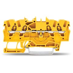 Front view of WAGO TOPJOB®S 2001 Series Rail Mounted 4 Conductor Through Terminal Block, Yellow (Part Number: 2001-1406)
