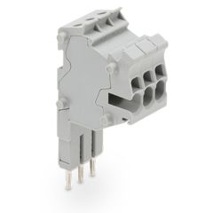Front view of WAGO TOPJOB®S 2001 Series Connector Strip, 3 Pole, Grey (Part Number: 2001-553)
