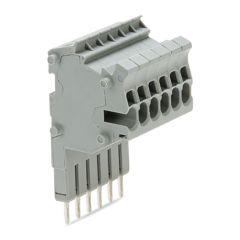 Front view of WAGO TOPJOB®S 2001 Series Connector Strip, 6 Pole, Grey (Part Number: 2001-556)