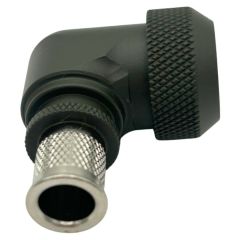 Side view of EMCA Electro-Mechanic A37-525 90 Degree Screened Adaptor in Olive Drab Hybrid finish