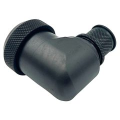 Side view of EMCA Electro-Mechanic A37-795 90 Degree (RFI/EMI) Screened Adaptor in Black Zinc Nickel finish