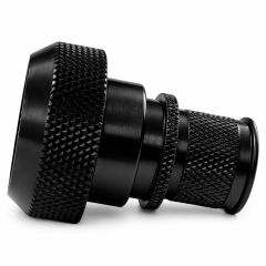 Side view of EMCA Electro-Mechanic A37-796 Straight (RFI/EMI) Screened Adaptor in Black Zinc Nickel finish