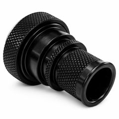 Rear view of EMCA Electro-Mechanic A37-796 Straight (RFI/EMI) Screened Adaptor in Black Zinc Nickel finish