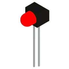 Side view of MARL 104 Series PCB Mounted LED with Red LED (Part Number: 104-505-04)