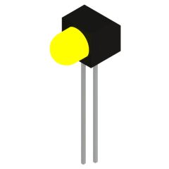 Side view of MARL 104 Series PCB Mounted LED with Yellow LED (Part Number: 104-511-04)