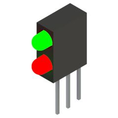 Side view of MARL 109 Series PCB Mounted LED with Green over Red LED (Part Number: 109-000-01-51)