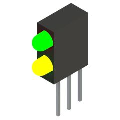 Side view of MARL 109 Series PCB Mounted LED with Green over Yellow LED (Part Number: 109-000-04-52)