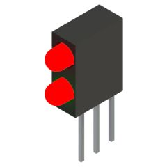 Side view of MARL 109 Series PCB Mounted LED with Red LED (Part Number: 109-305-04)