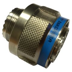 Side view of Amphenol D38999 Series III Free Cable Plug in Stainless Steel finish (Part Number: D38999/26KC98SN)