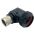 Front view of EMCA Electro-Mechanic A37-525 90 Degree Screened Adaptor in Black Hybrid finish