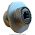 Front view of EMCA Connector Solutions RJ45 CAT6A Feedthrough Jam Nut Receptacle in Electroless Nickel finish