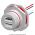 Front view of EMCA Connector Solutions X2-9861 Dual USB-A Jam Nut Receptacle for Power Supply