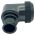 Side view of EMCA Electro-Mechanic A37-525 90 Degree Screened Adaptor in Black Zinc Nickel finish