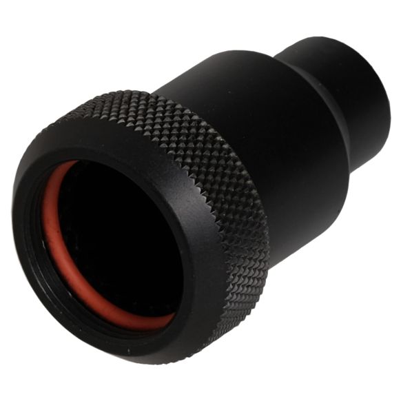 Front view of EMCA Straight M Thread Adaptor in Black Hybrid finish (Part Number: A37-445-4J21KN)
