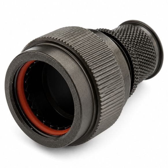 Front view of EMCA Electro-Mechanic A17-530 Straight Screened Adaptor in Olive Drab Zinc Cobalt finish