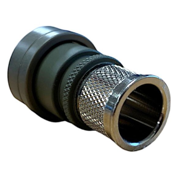 Rear view of EMCA Straight (RFI/EMI) Screened Adaptor in Green Hybrid finish (Part Number: A57-514-2U07)