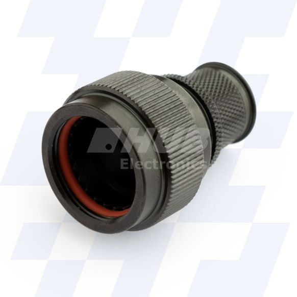 Front view of EMCA Solid Straight (RFI/EMI) Screened Adaptor in Black Zinc Nickel finish (Part Number: A28-689-023)