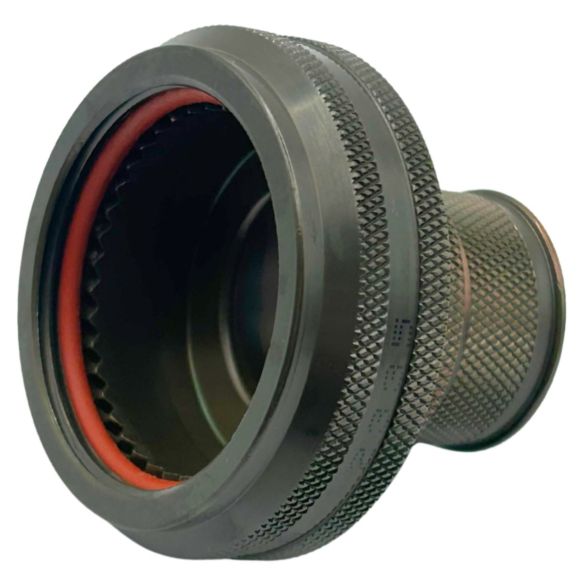 Front view of EMCA Straight (RFI/EMI) Screened Adaptor in Olive Drab Cadmium finish (Part Number: A77-334-8612)