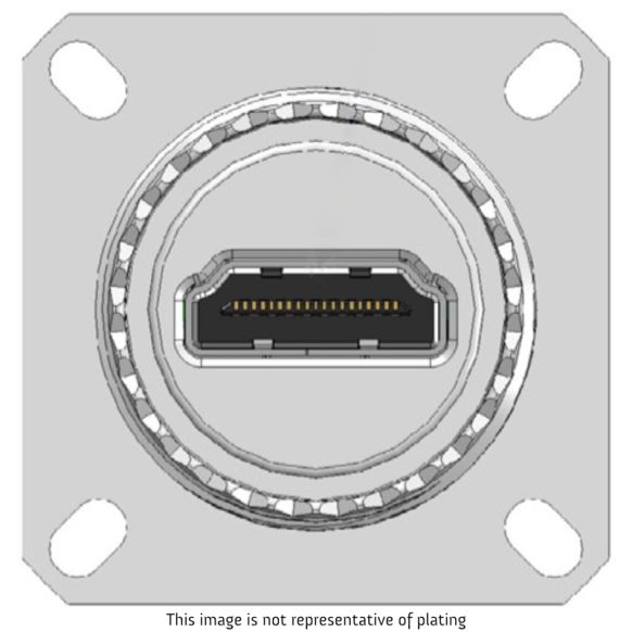 Front view of EMCA Connector Solutions X3-9828 HDMI Square Flange Receptacle Feedthrough