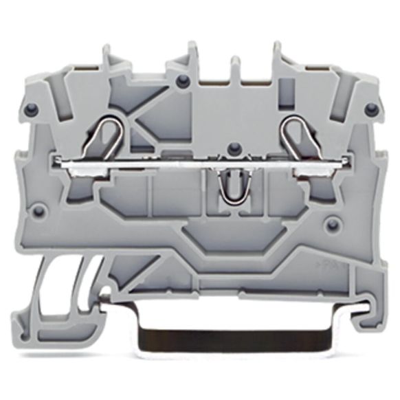 Front view of WAGO TOPJOB®S 2000 Series Rail Mounted 2 Conductor Through Terminal Block, Orange (Part Number: 2000-1202)