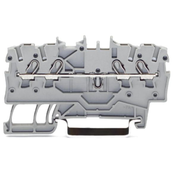 Front view of WAGO TOPJOB®S 2000 Series Rail Mounted 4 Conductor Through Terminal Block, Blue (Part Number: 2000-1404)