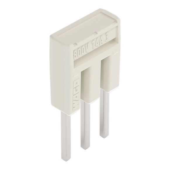 Front view of WAGO TOPJOB®S 2000 Series Jumper Bar, 3 Way, Light Grey (Part Number: 2000-403)