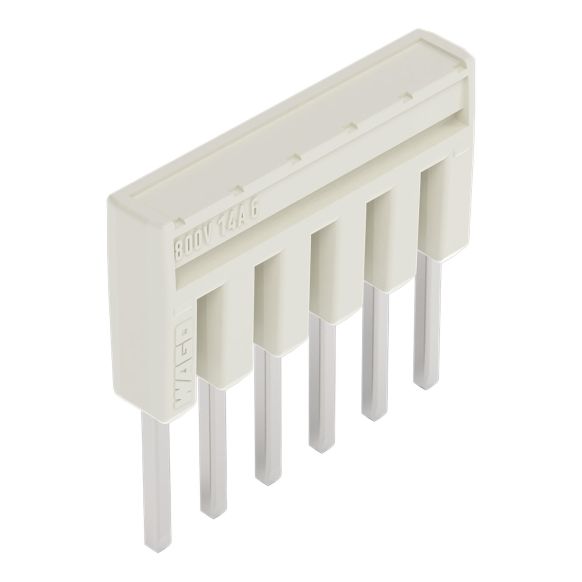 Front view of WAGO TOPJOB®S 2000 Series Jumper Bar, 6 Way, Light Grey (Part Number: 2000-406)