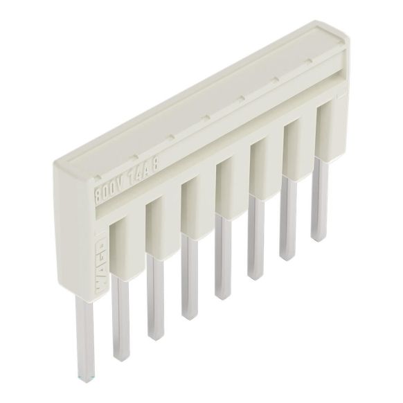 Front view of WAGO TOPJOB®S 2000 Series Jumper Bar, 8 Way, Light Grey (Part Number: 2000-408)