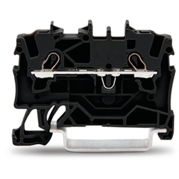 Front view of WAGO TOPJOB®S 2001 Series Rail Mounted 2 Conductor Through Terminal Block, Black (Part Number: 2001-1205)