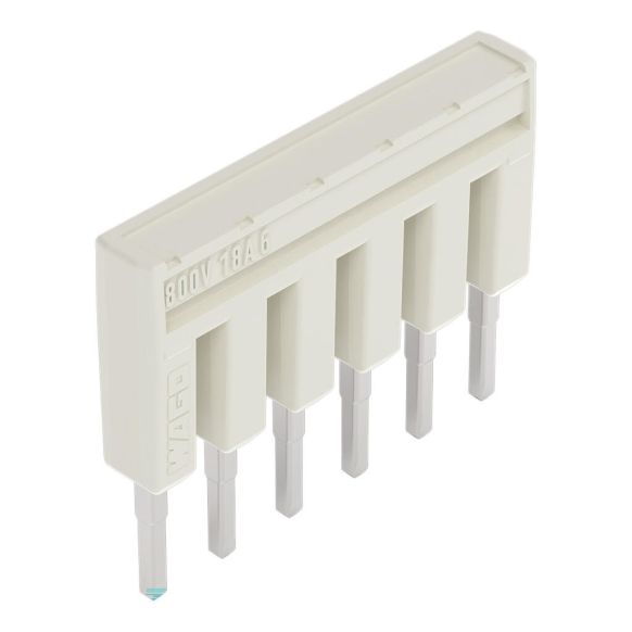 Front view of WAGO TOPJOB®S 2001 Series Jumper Bar, 6 Way, Light Grey (Part Number: 2001-406)