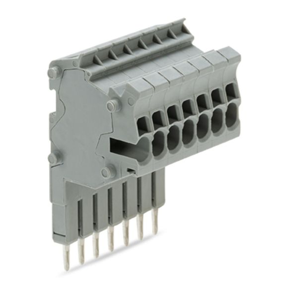 Front view of WAGO TOPJOB®S 2001 Series Connector Strip, 7 Pole, Grey (Part Number: 2001-557)