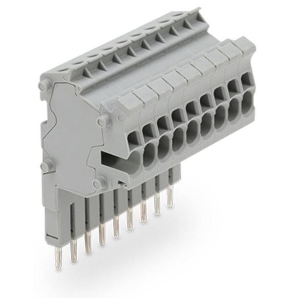 Front view of WAGO TOPJOB®S 2001 Series Connector Strip, 9 Pole, Grey (Part Number: 2001-559)