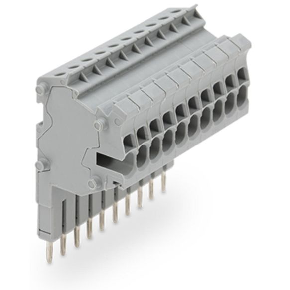 Front view of WAGO TOPJOB®S 2001 Series Connector Strip, 10 Pole, Grey (Part Number: 2001-560)