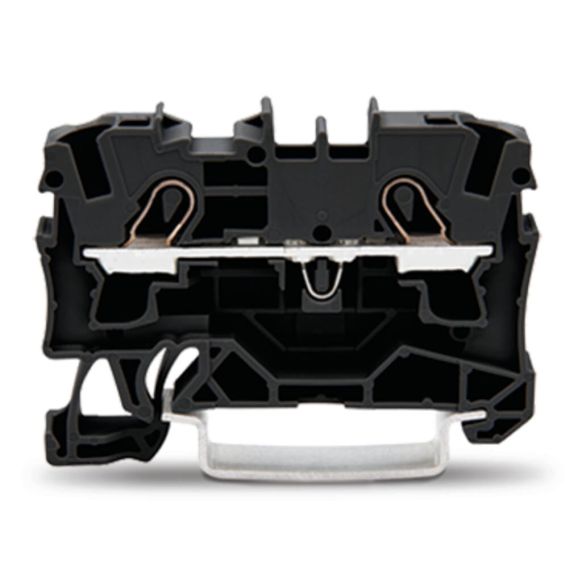 Front view of WAGO TOPJOB®S 2004 Series Rail Mounted 2 Conductor Through Terminal Block, Black (Part Number: 2004-1205)