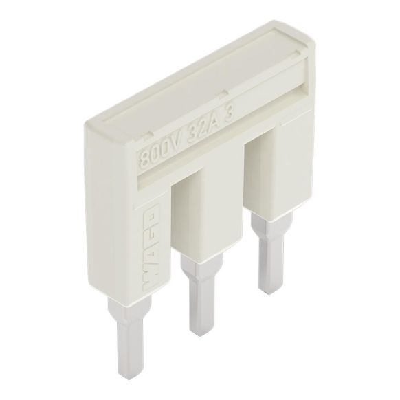 Front view of WAGO TOPJOB®S 2004 Series Jumper Bar, 3 Way, Light Grey (Part Number: 2004-403)